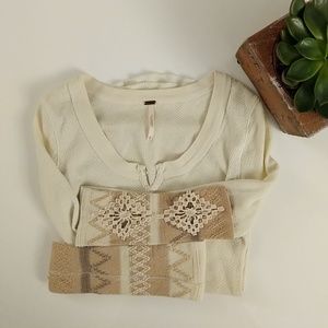 Cream Thermal with Embroidered Sleeve Detail